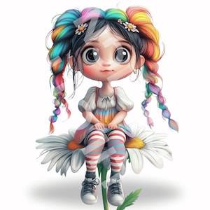 Schrullige Mädchen Clip Art, Fantasy, wunderliche Mädchen, kommerzielle Nutzung, digitaler Planer, JPG Clipart, Junk Journaling, Scrapbook,