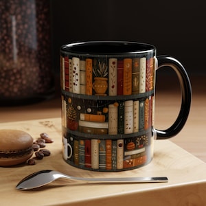 Bookish Coffee Mug for Book Lovers, Reading Coffee Cup, Cozy Book Mug, Bookshelf Mug Gift, Hot Cocoa Mug, Cute Book Gift, Literary Mug image 9