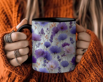 Boho Botanical Coffee Mug, Wildflower Pressed Flowers, Gift for Mom, Grandma, Nana, Mothers Day, Gardening Lover