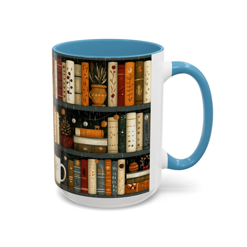 Bookish Coffee Mug for Book Lovers, Reading Coffee Cup, Cozy Book Mug, Bookshelf Mug Gift, Hot Cocoa Mug, Cute Book Gift, Literary Mug image 7