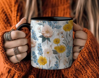 Wildflowers & Lavender Cottagecore Mug, Boho Floral Coffee Cup, Botanical Design, Gift for Mom, Grandma, Nana, Garden Lovers, Family
