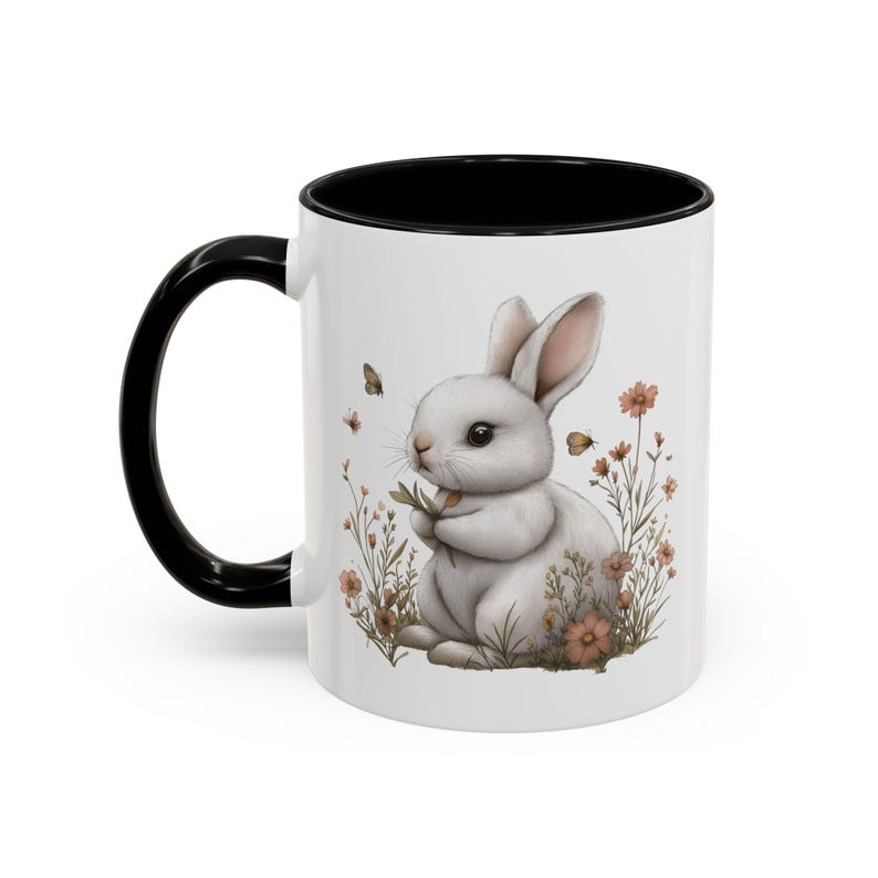 Rabbit Mug Easter Gift Spring Coffee Mug Bunny Rabbit Mug Happy Easter Spring Cup Bunny Mug Spring Gift for Her Cute Bunny Coffee Mug image 6