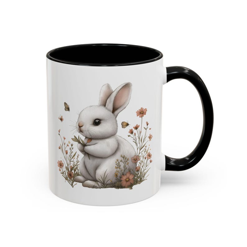 Rabbit Mug Easter Gift Spring Coffee Mug Bunny Rabbit Mug Happy Easter Spring Cup Bunny Mug Spring Gift for Her Cute Bunny Coffee Mug image 5
