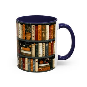 Bookish Coffee Mug for Book Lovers, Reading Coffee Cup, Cozy Book Mug, Bookshelf Mug Gift, Hot Cocoa Mug, Cute Book Gift, Literary Mug image 4