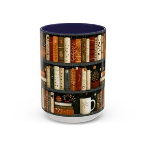 Bookish Coffee Mug for Book Lovers, Reading Coffee Cup, Cozy Book Mug, Bookshelf Mug Gift, Hot Cocoa Mug, Cute Book Gift, Literary Mug image 6