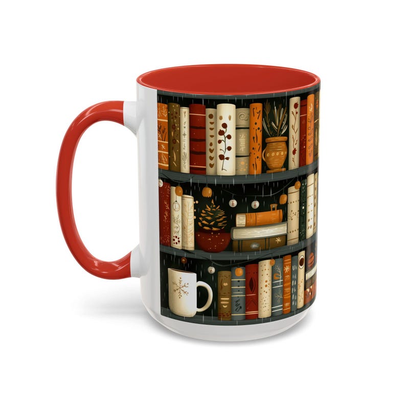 Bookish Coffee Mug for Book Lovers, Reading Coffee Cup, Cozy Book Mug, Bookshelf Mug Gift, Hot Cocoa Mug, Cute Book Gift, Literary Mug image 8