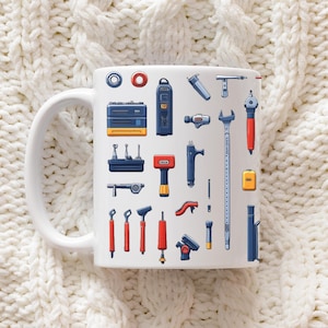 Gift Idea for Dad, Father&#39;s Day Present, Handy Dad Gift, Builder Gift, Tool Mug, Carpenter Mug, Repairman Coffee Cup, Handyman Tool Mug