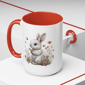Rabbit Mug Easter Gift Spring Coffee Mug Bunny Rabbit Mug Happy Easter Spring Cup Bunny Mug Spring Gift for Her Cute Bunny Coffee Mug image 8