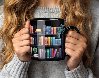 Taza para amantes de los libros, regalo para profesores o bibliotecarios, taza de café, regalo para ella, taza de té con libros y flores, diseño floral, taza para club de lectura
