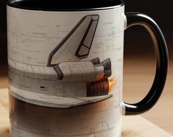 Space Shuttle Blueprint Mug - NASA Coffee Cup, Astronaut Gift, Aerospace Engineer Gift, Space Geek Gift, Rocket Science Mug