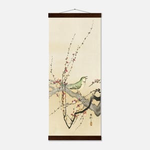 O&#39;hara Koson Museum-Quality Matte Paper Poster with Hanger of Birds & Blossom Scroll Artwork