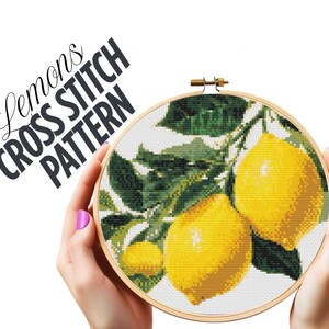 Lemon Cross Stitch Pattern Citrus Fruit Cross Stitch PDF Lemons Embroidery Chart – Instant Download Cross Stitch Pattern – Lemons Design