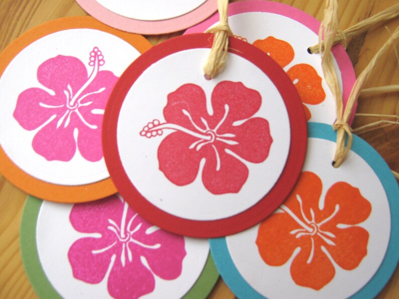 Tropical Hibiscus Hawaii Island Wedding Gift Tags Etsy