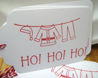 Christmas Gift Tags, Santa Suit, Ho Ho Ho Gift Tags