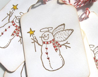 Snow Angel Gift Tags, Snowman Angel Gift Tags