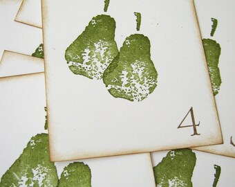 Números de mesa de casamento Perfect Pear Cartões de acompanhantes Cartões de lugar