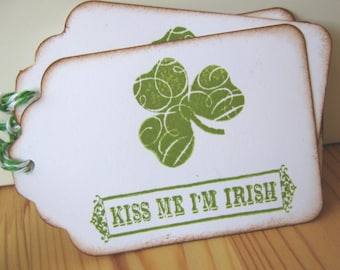 Kiss Me I'm Irish Shamrock Gift Tags, St. Patrick's Day