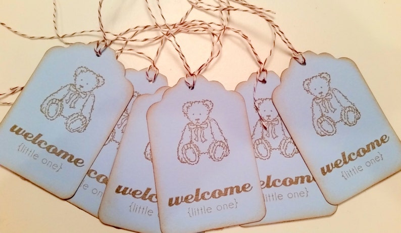 Blue Teddy Bear Baby Shower Gift Tags image 2