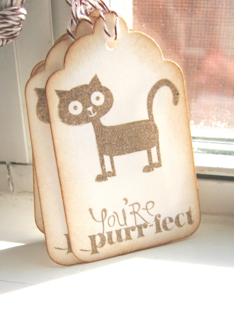 You're purrfect gift tags, cat gift tags image 1