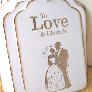 Wedding Wish Tags, Bride and Groom, Love and Cherish zdjęcie 2