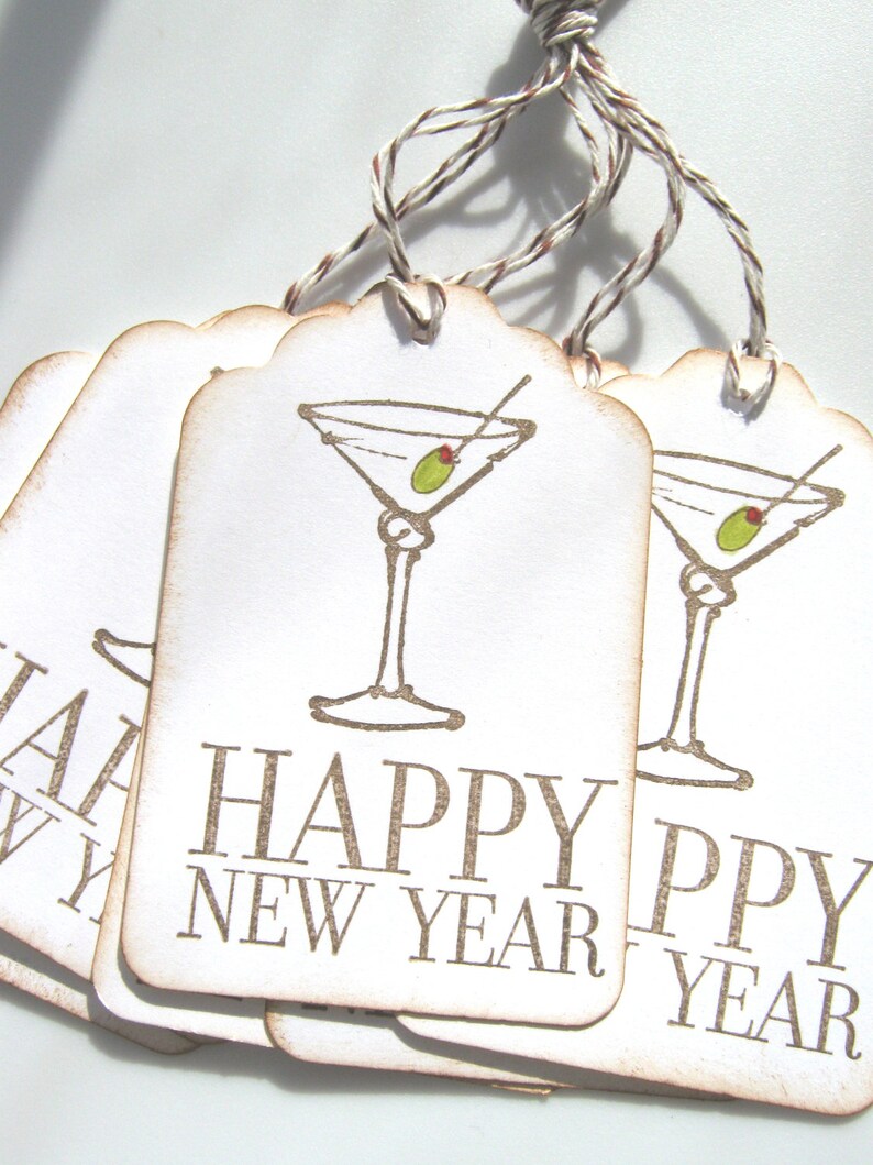 Happy New Year Gift Tags Martini Gift Tags | Etsy