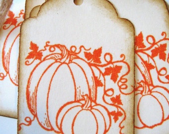 Pumpkin Holiday Thanksgiving Gift Tags Orange