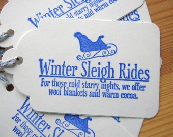 Blue Christmas Gift Tags, Blue Sleigh Gift Tags