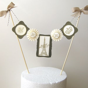 Cake Bunting, Eiffel Tower, Paris, French Cake Topper image 3