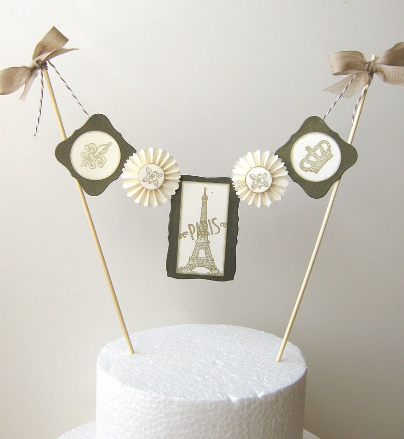 Cake Bunting, Eiffel Tower, Paris, French Cake Topper image 3