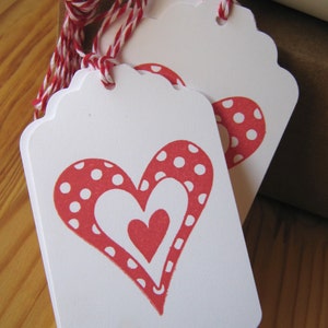 Red Polka Dot Heart Valentine Tags image 1