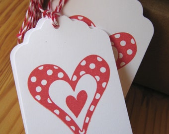 Red Polka Dot Heart Valentine Tags