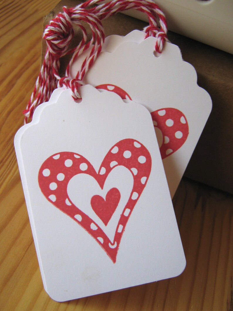 Red Polka Dot Heart Valentine Tags image 1