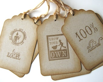 Buy Local and Organic All Natural kraft tags set of 6