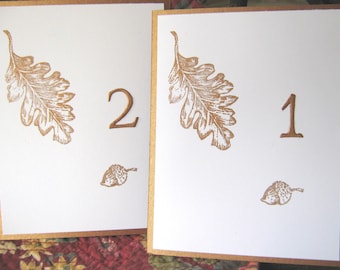 Fall Table Numbers,  Autumn Leaf and Acorn Wedding Numbers, Thanksgiving Table Numbers