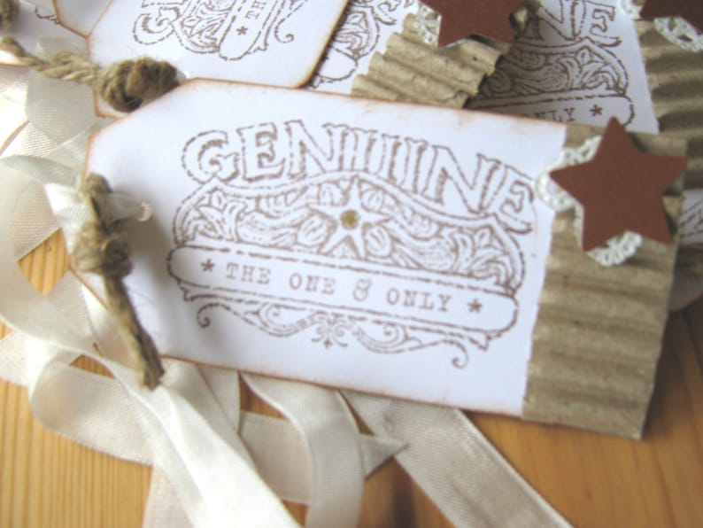 Rustic Lace and Rope Gift Tags With Rusty Paper Star - Etsy