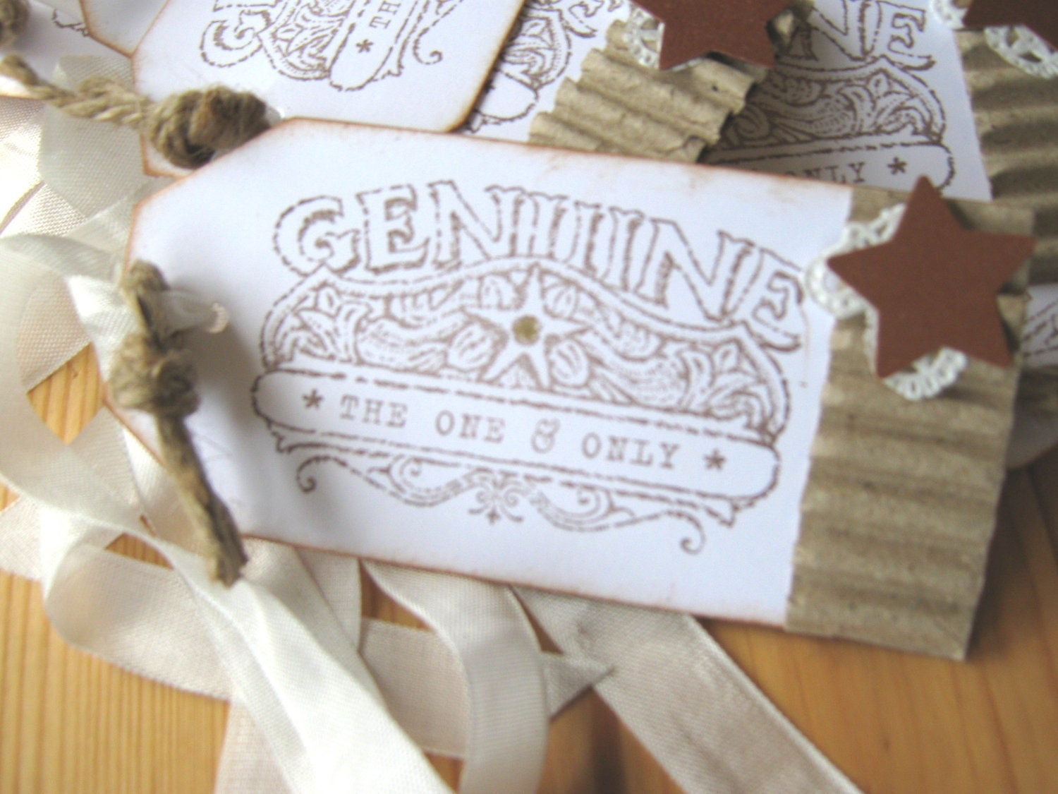 Rustic Lace and Rope Gift Tags With Rusty Paper Star - Etsy