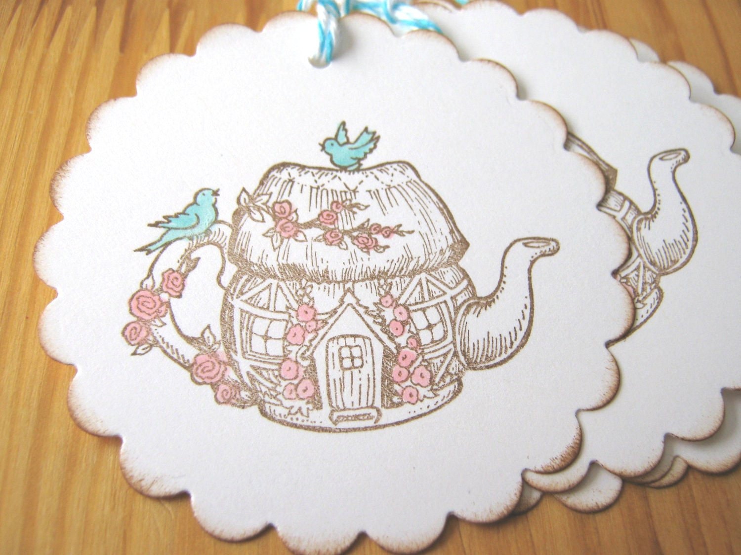 Teapot Tags, Teapot Gift Tags, Birds, Cottage Etsy