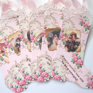 Shabby Pink Cowgirl Boot Gift Tags, Cowboy Boot Tags image 3