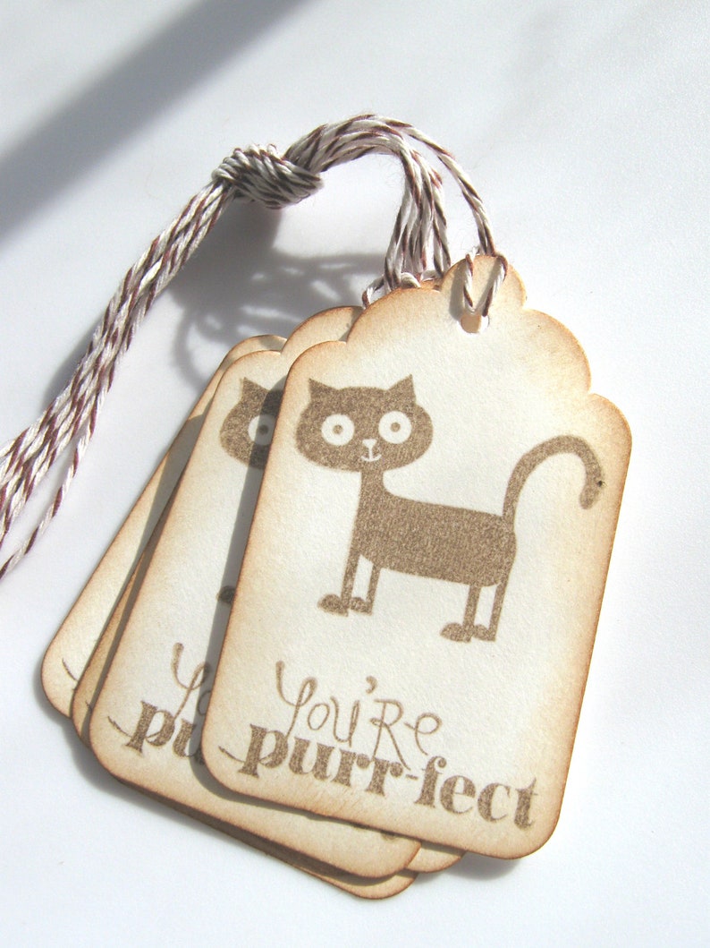 You're purrfect gift tags, cat gift tags image 3