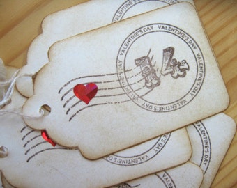 valentine Gift Tags, Vintage Postmark