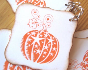 Orange Pumpkin Halloween Gift Tags