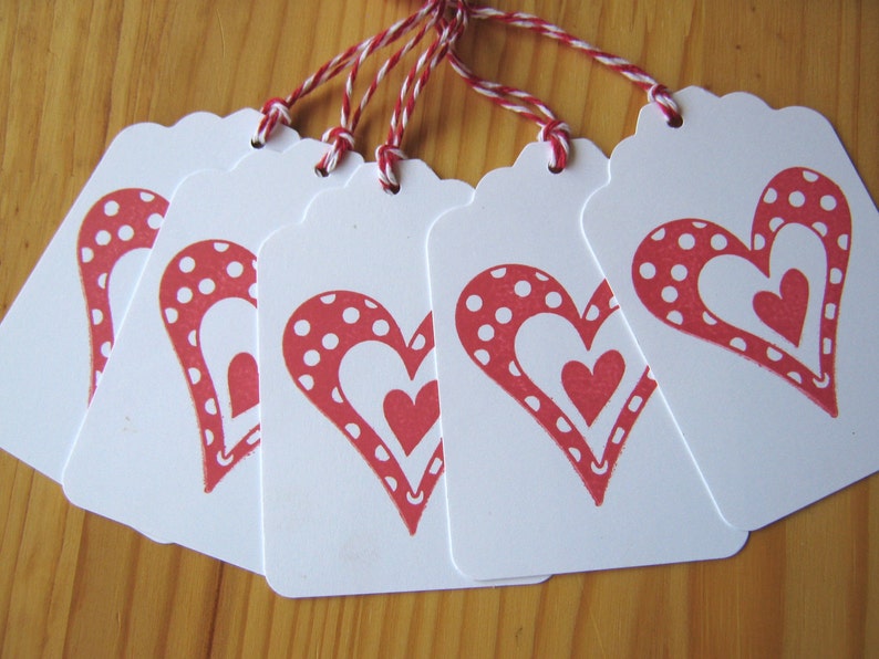 Red Polka Dot Heart Valentine Tags image 4