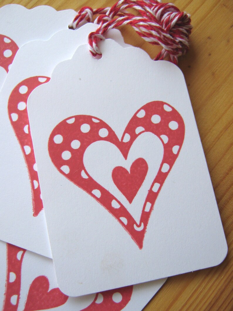 Red Polka Dot Heart Valentine Tags image 2