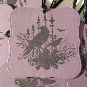 Halloween Gift Tags Black Crow Purple