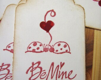 Red love bug valentine gift tags