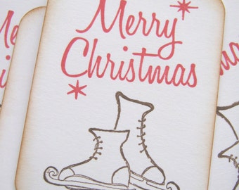 Merry Christmas Iceskate Gift Tags