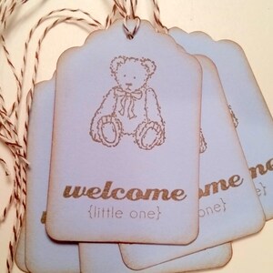 Blue Teddy Bear Baby Shower Gift Tags image 1