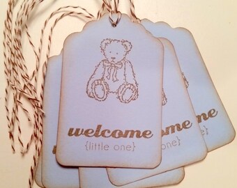 Blue Teddy Bear Baby Shower  Gift Tags