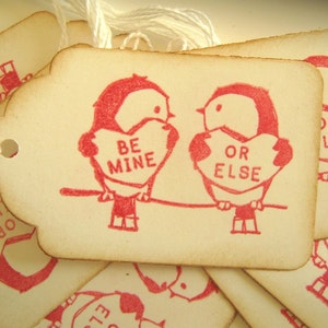 Red Valentine Lovebird gift tags