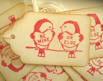 Red Valentine Lovebird gift tags